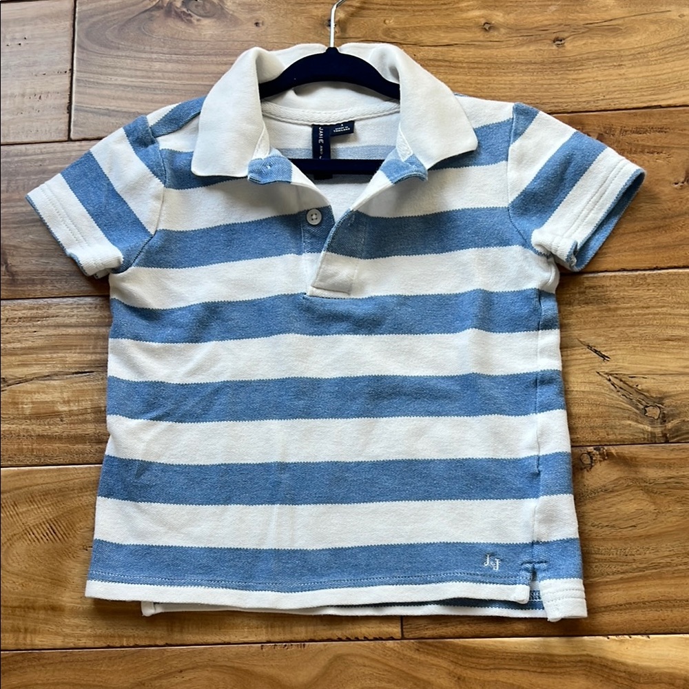 Janie and Jack Blue and White Striped Polo Shirt